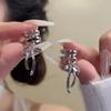 Ribbon Aesthetic Ear Clips Female Zircon Ballet Bow Without Ear Piercings Ear Bone Clips Female Niche Senior Student Earrings Female