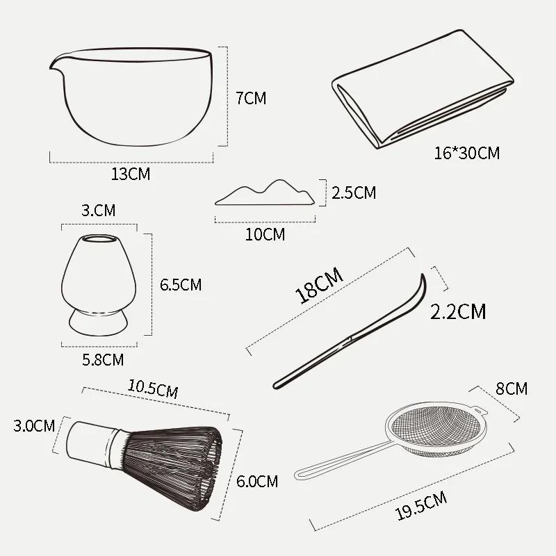 Glass Matcha Sets Hammered Transparent Round Chawan Chasen Holder Bamboo Tea Brush Traditional Tea Ceremony Culture Lover's Gift