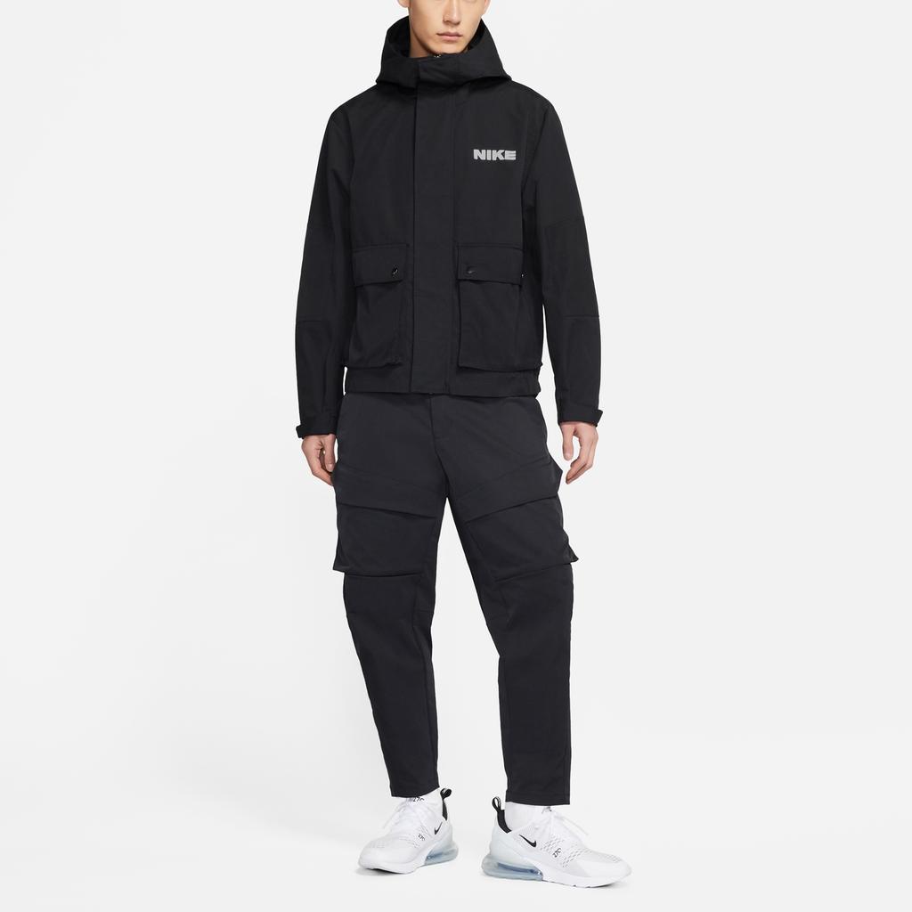 Nike Sportswear City Made Multiple Pockets Logo Sports Woven Hooded Jacket Black Men's DA0078-010