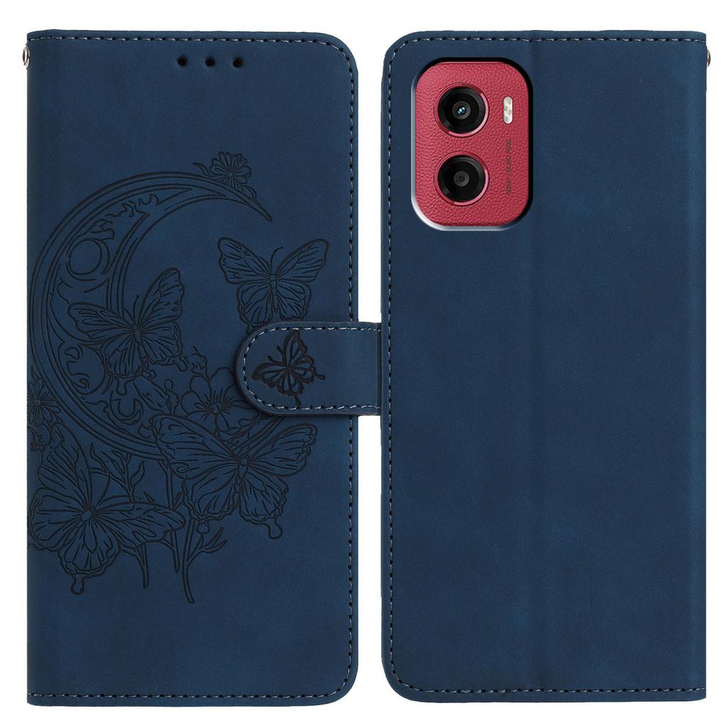 For Motorola Moto G05 4G/E15 4G Case Butterfly Flower Imprinted PU Leather Wallet Stand Phone Cover