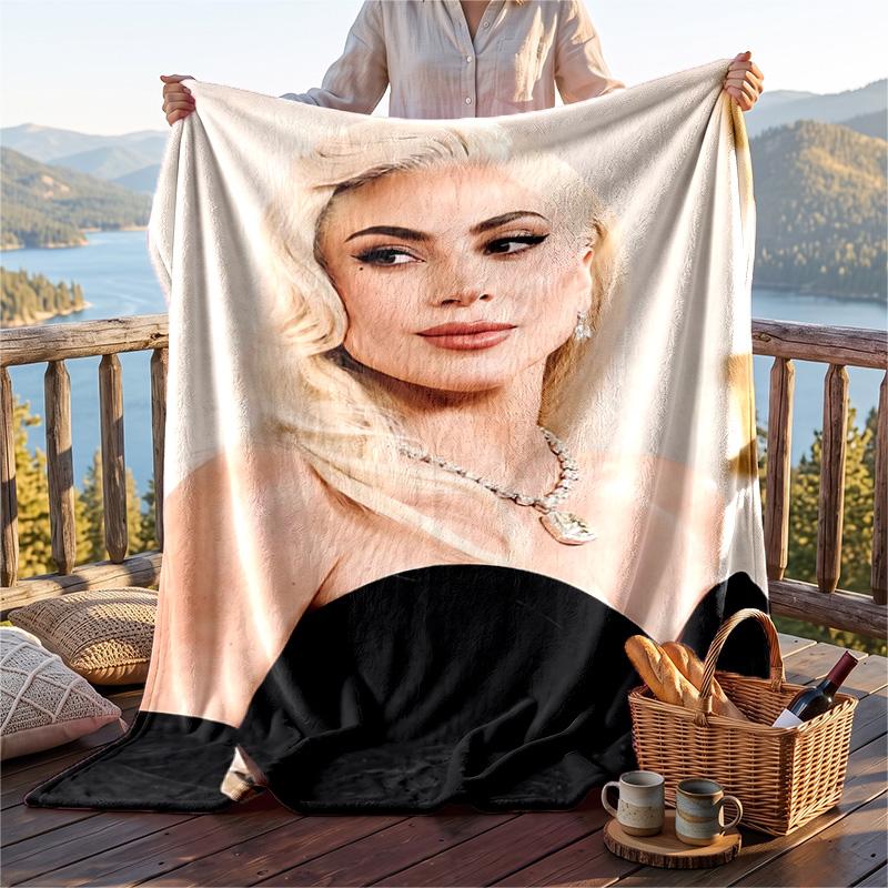 Warm Flannel Throw Blanket,Lady Gaga Lightweight Cozy Blanket For Bed Sofa And Daily Use