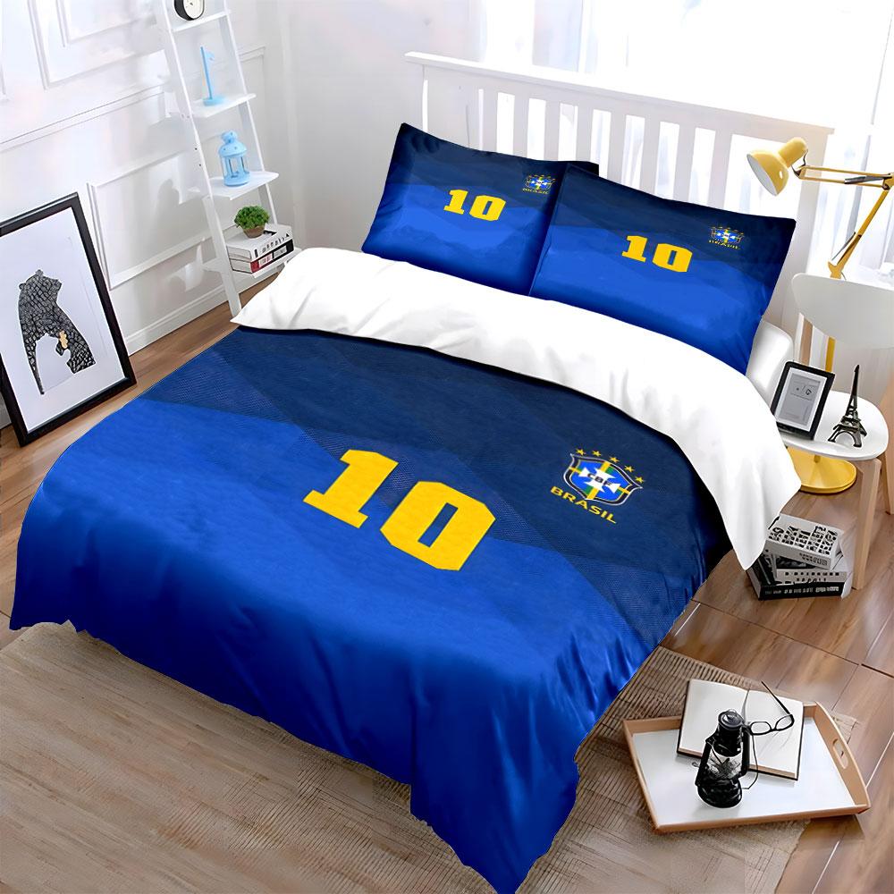 Yellow Number, Brazil Emblem. Bedding Sets Duvet Cover Sets Duvet Covers Pillowcases(1 * Duvet Cover 2 * Pillowcases, Without Duvet Insert)