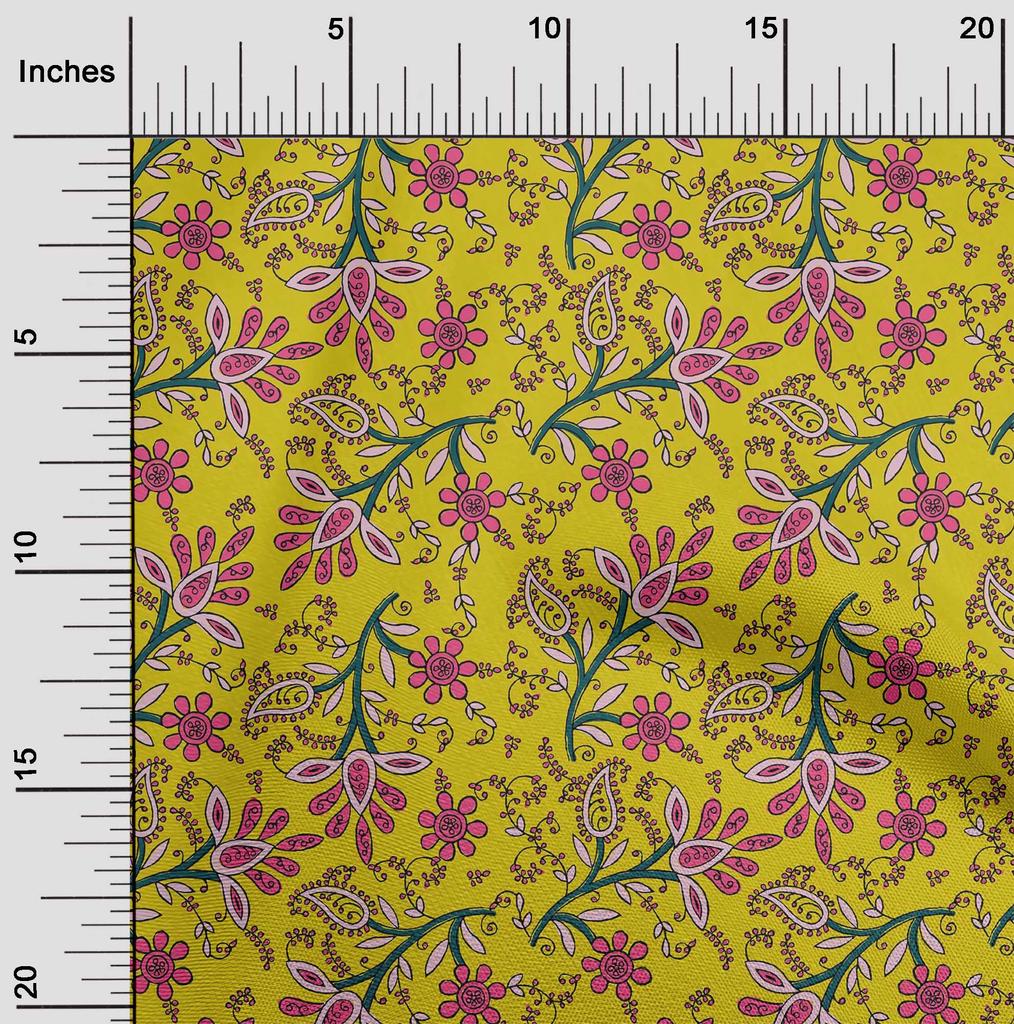 oneOone Bavlna Flex Fabric Listy & Floral Block Print Fabric By Yard 40 Inch
