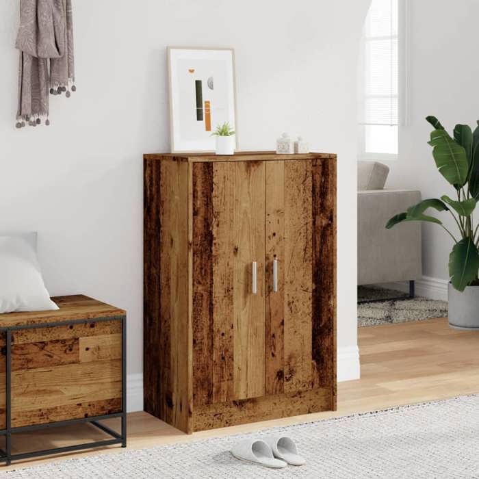 VidaXL Armoire à chaussures vieux bois 60x35x92 cm bois d'ingénierie, armoire de rangement de chaussures, support à 856698