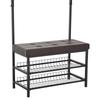 Coat Rack Entryway Coat Hanging Hat Bags Hook Storage Hallway Storage Shelf Footrest Bench Metal Multi Purpose