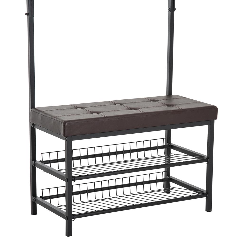 Coat Rack Entryway Coat Hanging Hat Bags Hook Storage Hallway Storage Shelf Footrest Bench Metal Multi Purpose