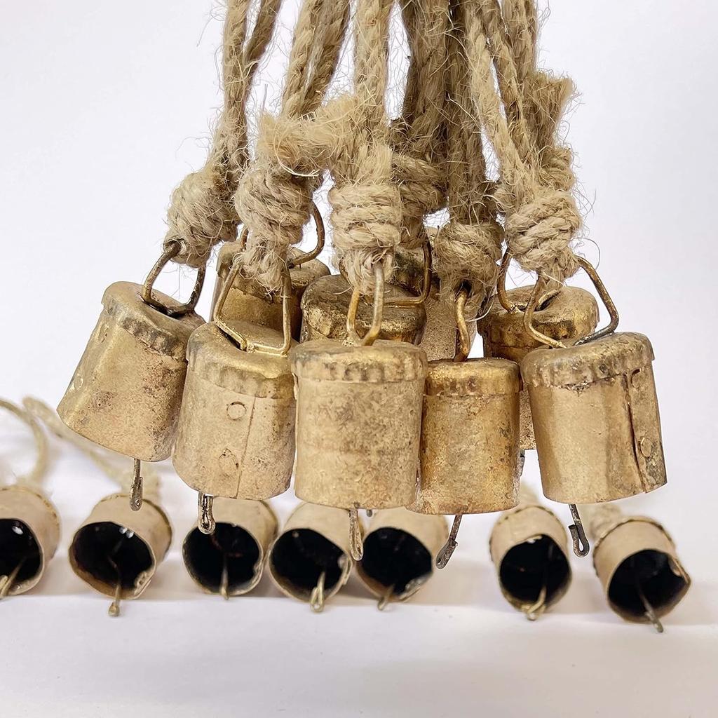 Vintage Farmhouse Hanging Bells Set of 20, Antique Iron Jingle Bells for Christmas Ornaments and Rustic Boho DIY Home Wall Décor Crafts
