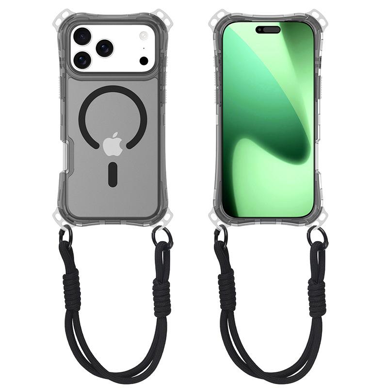 For Apple 17 Mobile Phone Case for IP17PROMAX Three-in-one Skin-sensitive Magnetic Phone Case Small Four-corner Lanyard