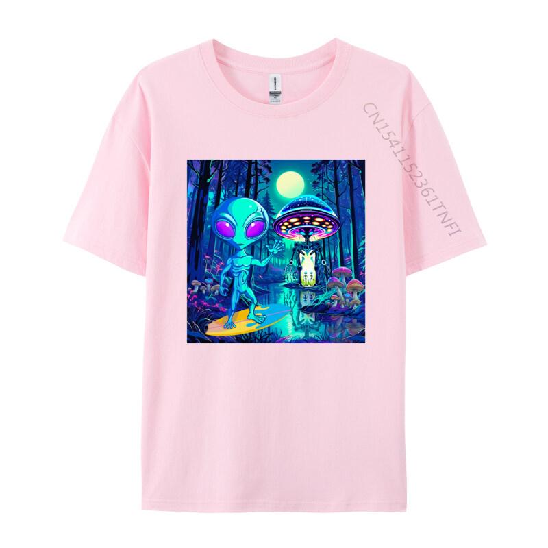 Grey Alien Waving Tshirt Wonderful Forest Anime T Shirts For Men Europe Tops Tees New Coming Street Cotton