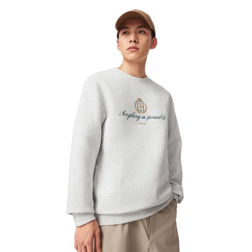 Li Ning Sports Trend Series Quick Dry Cool Round Neck Embroidered Sweatshirt Men Sweatshirt AWDW131-4