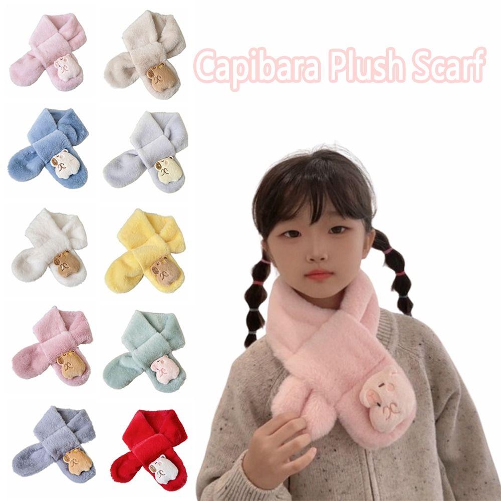 

2pcs Kawaii Children s Kapibala Scarf Kapibala Shaped Cross Neck Warmer Kapibala Plush Scarf Baby