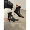 Thin Heel Thin Boots Women's 2025 Autumn and Winter New Fashion Versatile Pointed Short Boots Temperament High Heel Black Brown