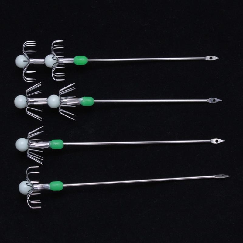 2Pcs Luminously Squid Jig Hook Squid Live Shrimp Hook Double/Single Layer Umbrellas Hook for Outdoor Fishing Accessories