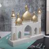 Ramadan Resin Art Statue Islamic Mosque Cultural Ornament Handcrafted Mosque Models Tower Decoration for Eid Home Office Ramadan Mubarak Gift