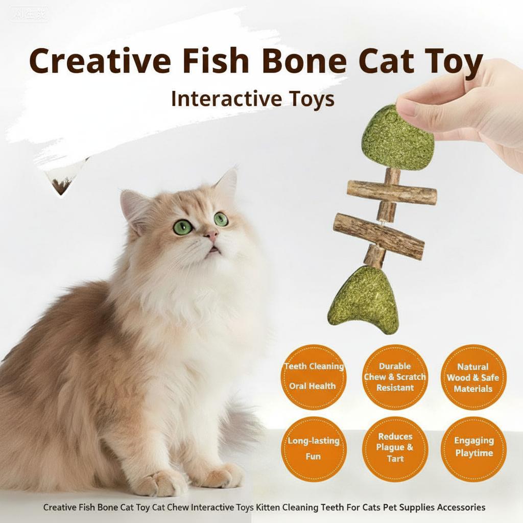Creative Fish Bone Cat Toy Cat Chew Interactive Toys Kitten Cleaning Teeth For Cats Pet Supplies Accessories