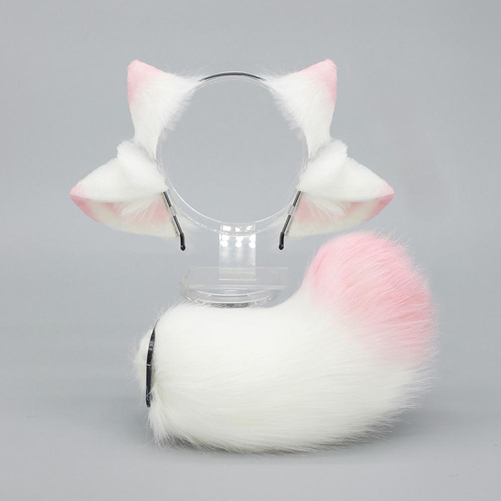 Neuer Artikel 2 Stück/Set Schaf Ohren Haarband Schaf Schwanz Plüsch Tier Ohren Schwanz Verkleidung Performance Kostüm Zubehör Cosplay Requisiten ear tail white
