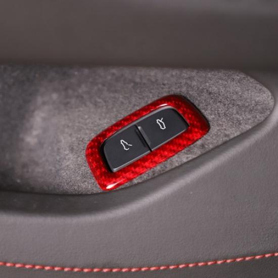Red Carbon Car Interior Door Lock Button Frame Trim Cover For Corvette C8 +