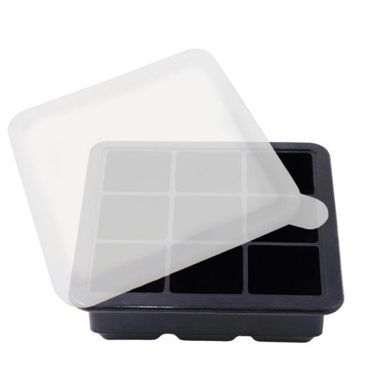 Large Silicone Ice Cube Mold with Lid 9-Cavity Sphere Mold for Whiskey Cocktails Easy-Release Leak-Proof Ice Tray for Freezer And Drinks