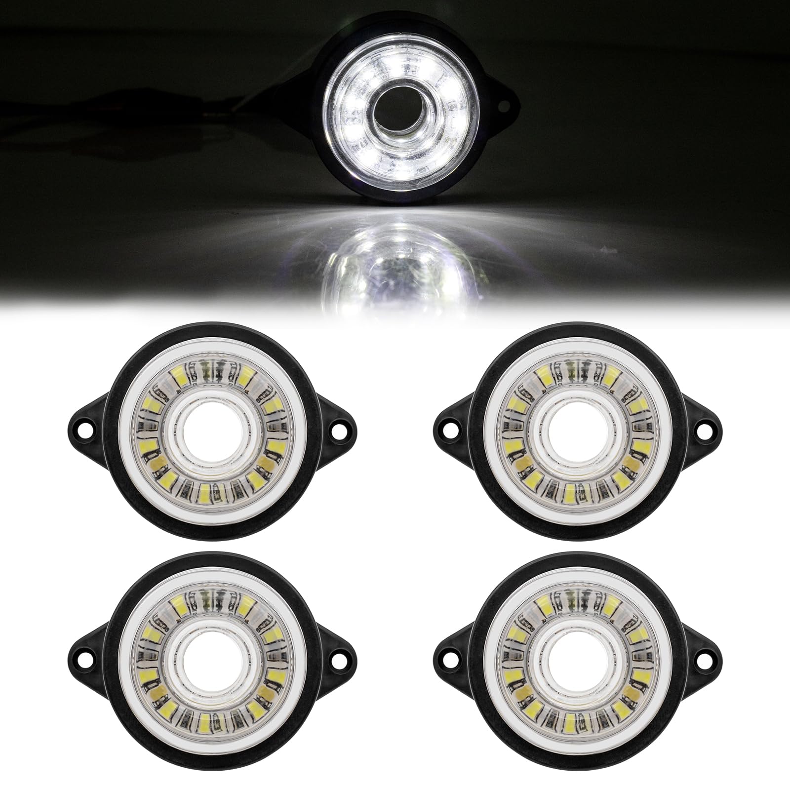 

LED Side Marker Sequential Flowing for Trailers and 10 High Universal Round Set of 4 X-STYLE Lamps, 12V/24V, White, Trucks, LEDs, Brightness, Shape, белый