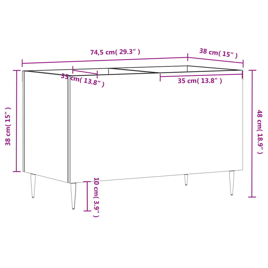 Vinyl Record Cabinet High Gloss White 74.5 x 38 x 48 cm Engineered Wood