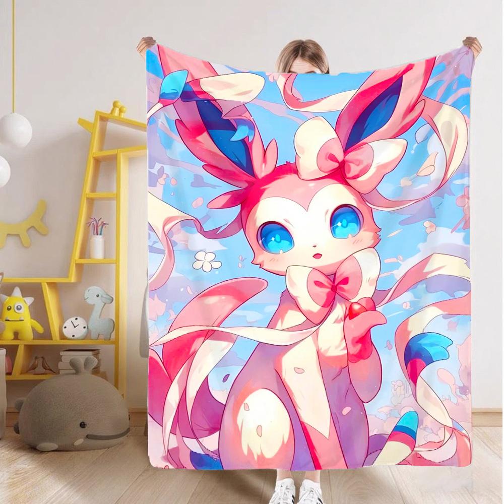 Throw Blankets and Bedspreads Kawaii E-Eevees Fluffy Blanket for Bed Camping Furry New Year Bedspread the Anime Home Decoration