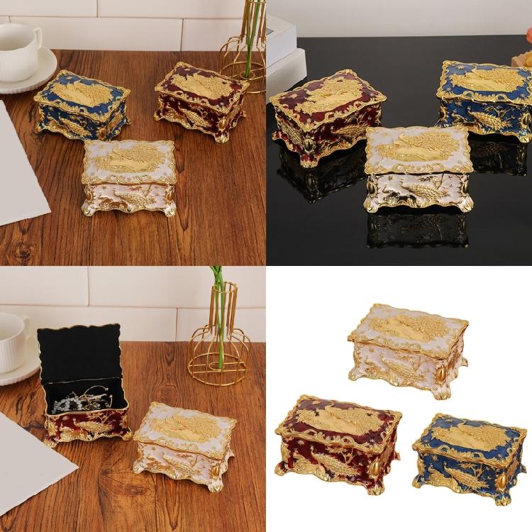 Decorative Peacocks Design Jewelry Box in Colorful Zinc Alloy Material for Vanity Table Organization and Jewelry Protections