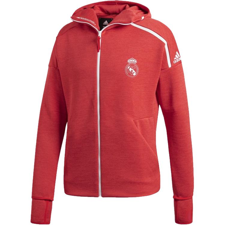 Adidas Real Madrid Football Series Real Zne Sports Series Letter Logo Zip-Up Hoodie Jacket Men Jacket Red DS8857 S