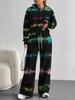 Patchwork Tie-dye European and American Casual Long-sleeve Set, Women's Hoodie Sweatshirt and Pants Two-piece Set