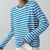 Round Neck Knit Striped Jumper Spring Summer Hundred Classic Retro Striped Pullover Jumper Women Blend Comfortable Undercoat Long Sleeves Sweater