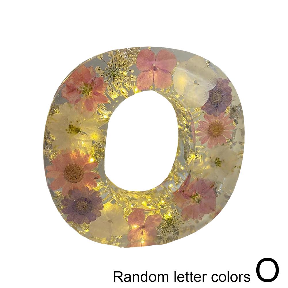 Floral Letter Night Light Alphabet Letter LED Lights Luminous Number Lamp Decorative Resin Lamp With Initial Letter & Dry Flower