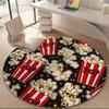 Popcorn Bucket Movie Night Entertainment Round Rug Cinema Snack Pattern Flannel Carpet For Home Theater Gaming RoomFunPopCulture