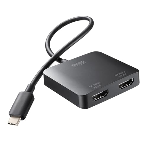 SANWA SUPPLY USB Type C To HDMI Adapter (2 Ports/4K Compatible) AD-ALCMST2HD2