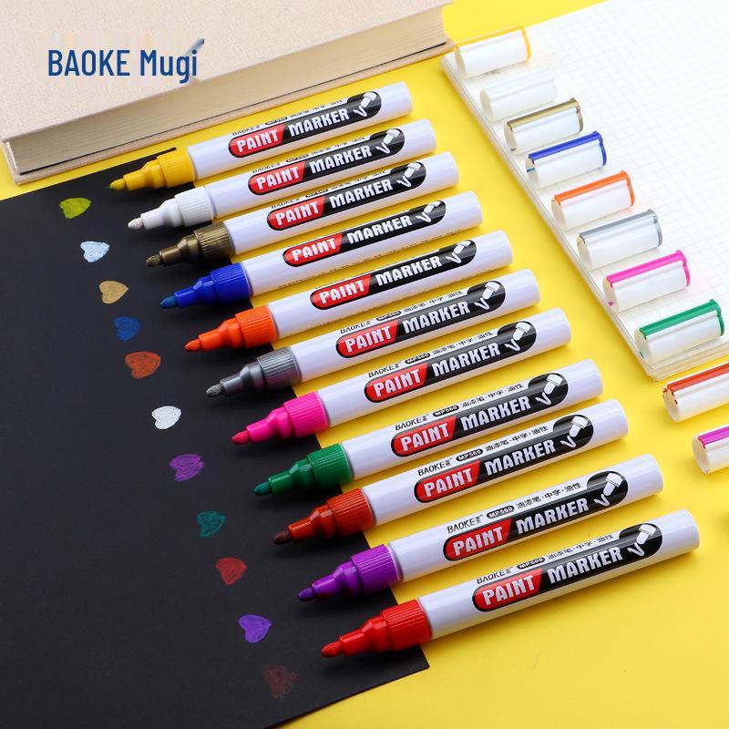 BaoKe MP560 Waterproof Fade-Resistant White Gold Paint Pen for Car Tire Touch-ups