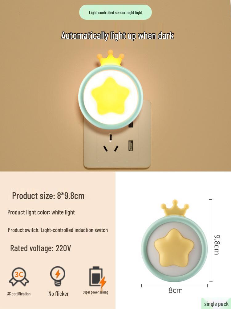 Plug-in LED Night Light: Soft, Energy-Saving, Eye-Friendly Bedside Lamp for Children and Baby Feeding.