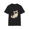 Cat Kawaii Cute Hand-Drawn Black Tee Aesthetic Graphic T-Shirt