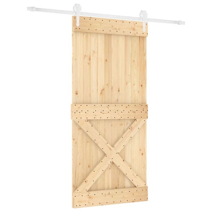 VidaXL Sliding Door and Hardware Kit 95x210 Cm Solid Pine, Interior Door, Interior Barn Door 3203270