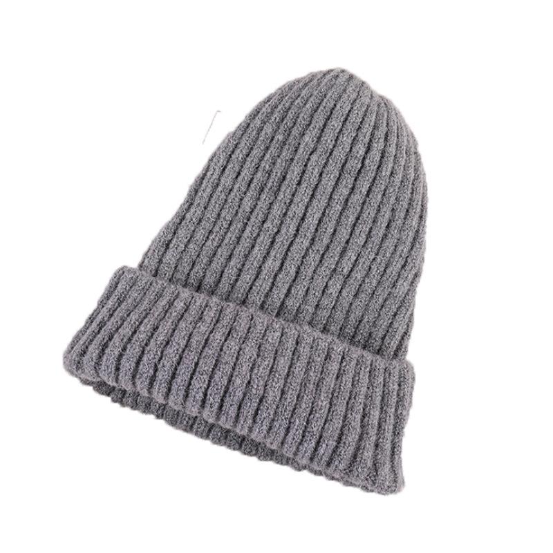 New Winter Mohair Pullover Hat Korean Style Curled Bell Shaped Knitted Hat for Women Candy Colored Warm Woolen Hat