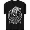 Europäische Größen Herren Schwarzes T-Shirt mit einem Wikinger Fenrir Wolf Design mit Nordischer Knotenarbeit, Ideal für Verschiedene Anlässe Wie Zuhause
