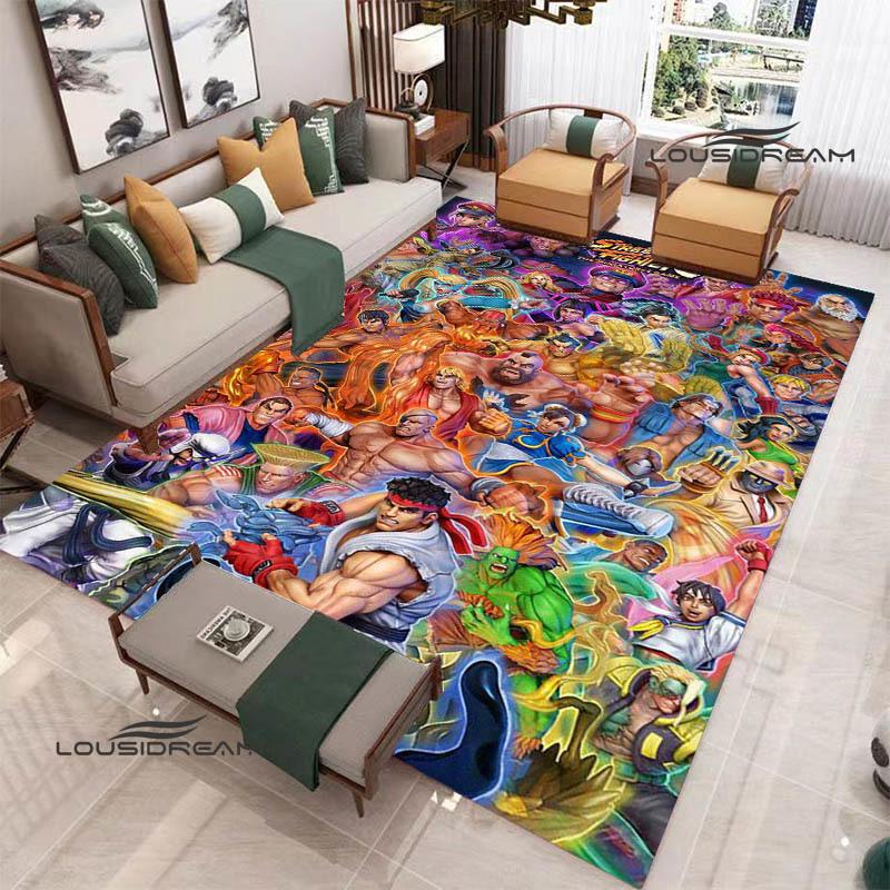 Klassisches Spiel Street Fighter Bedruckter Teppich Wohnzimmer Schlafzimmer Teppich Rutschfeste Fußmatte Foto-Requisiten Geburtstagsgeschenk