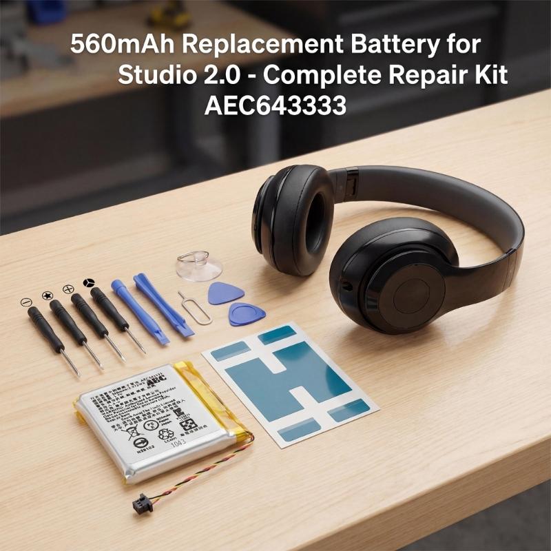 560mAh AEC643333 Replacement Battery Power Sources For Studio 2.0 Headphones Large Capacity Extended Usage Time