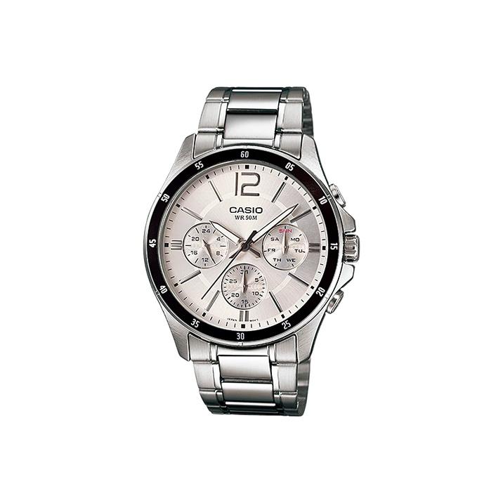 CASIO Men Standard Series 47mm Silver Watch MTP-1374D-7AV MTP-1374D-7AV White Dial