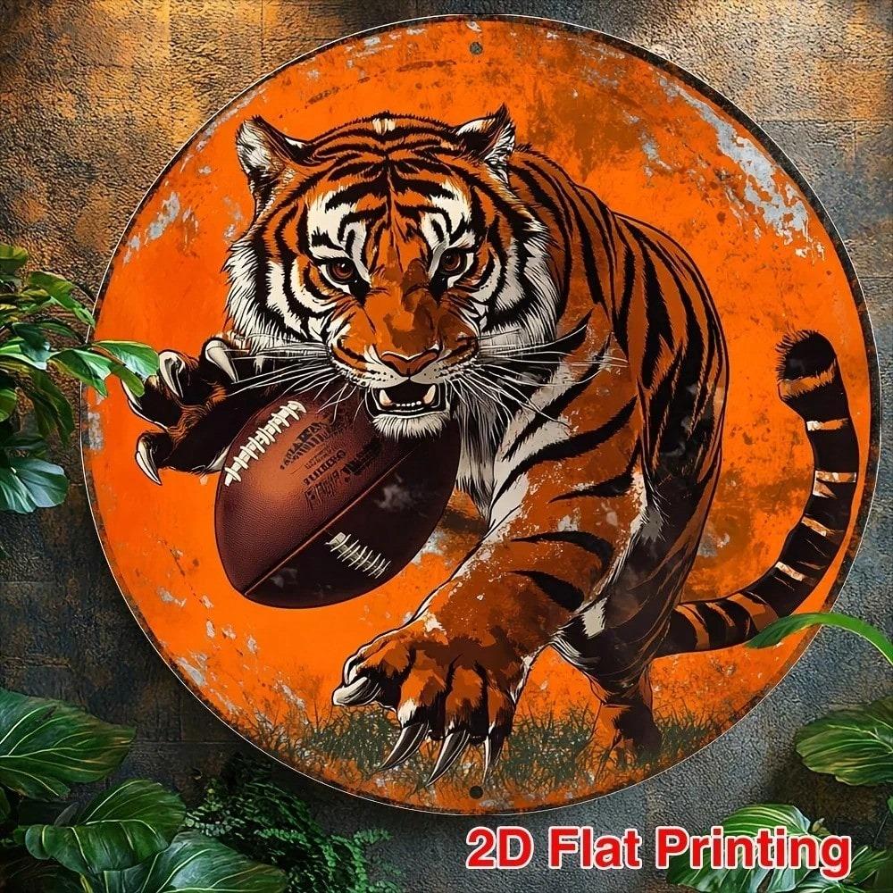 Vintage Tiger Football Metal Tin Sign Wall Art for Home Bar Kitchen Room Decor