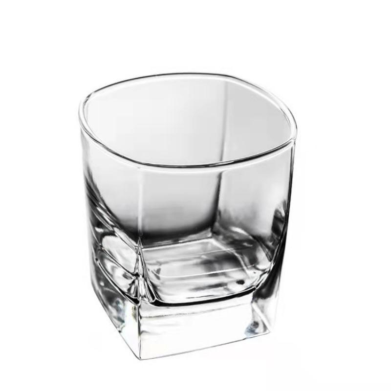 1/2/4 Stück Set 235ml/8.1oz Glasbecher mit dickem Boden Exquisites Glas Quadratischer Whiskey-Becher Verdickte Becher Großhandel Quadratischer Glasbecher