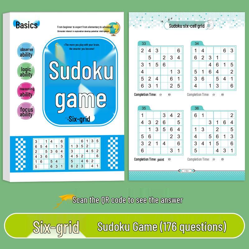 Beginner's Sudoku Workbook for Children: 4x4, 6x6, 9x9 Grids - Step-by-Step Puzzles for Elementary & Preschool Students