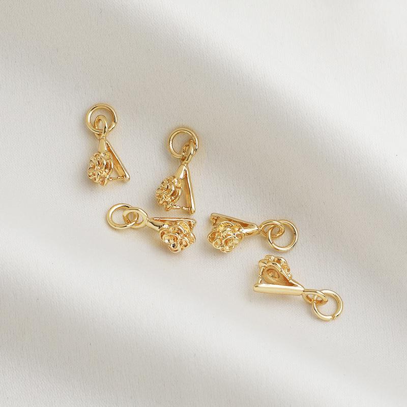 Přívěsek s melonovým semínkem a zapínáním ve tvaru růže, pozlacený 14K zlatem, pro DIY šperky