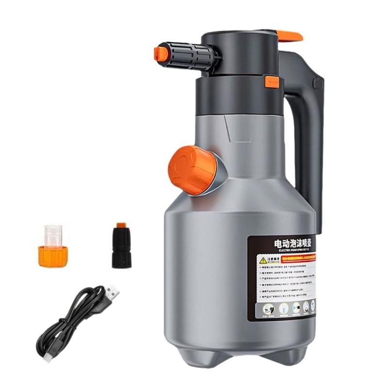 75 Degree Wide Angle USB Rechargeable Foam Sprayer Guns With 2 Liter Container And Fan Shaped Misting For Auto Detailing