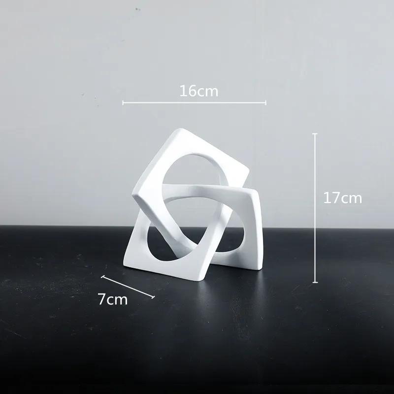 Creative Creative Geometric Ring Sculpture White Cross Square Hollow Winding Ornaments Decorative Figurines Home Decoration Acce