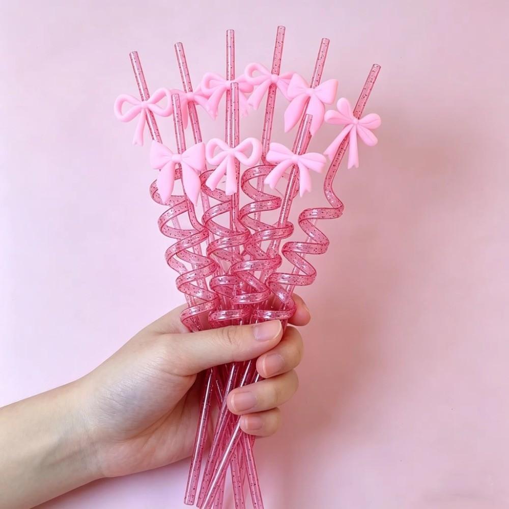 8pcs Shimmer Effect Glitter Spiral Straws Colorful Sparkle Sparkle Straws Themed Events
