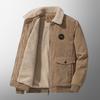 Men Autumn Winter Solid Color Jacket Lapel Long Sleeve Flap Pockets Zipper