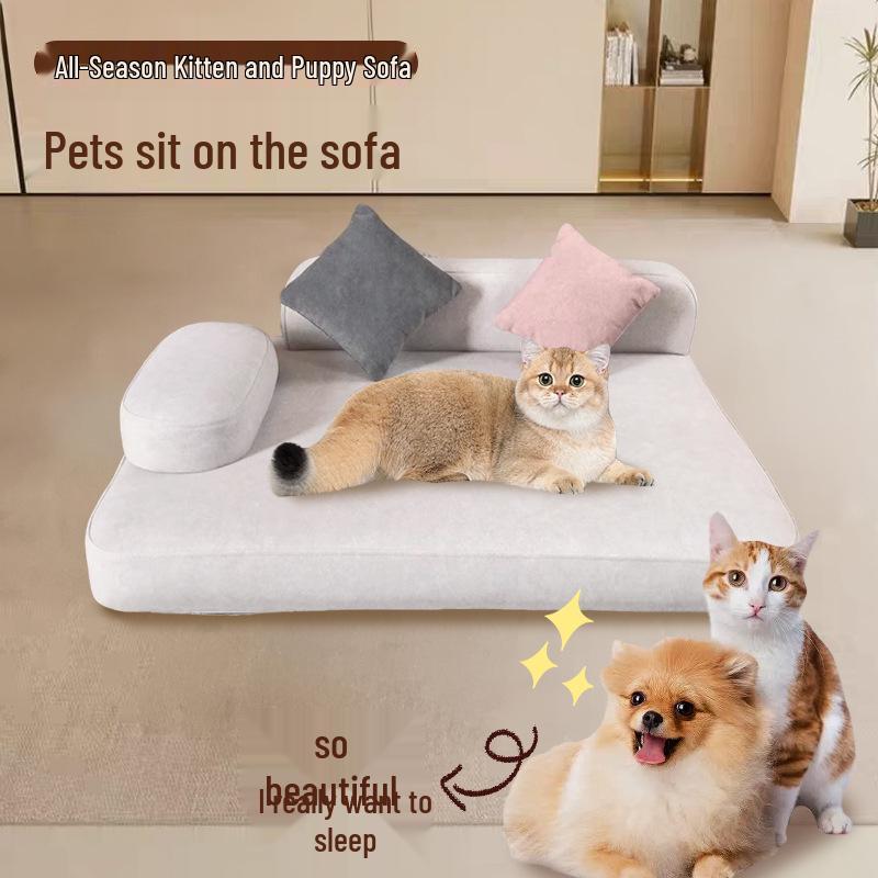 Four Seasons Pet Sofa: Warm, Removable, Washable, Scratch-Resistant for Cats & Small to Medium Dogs